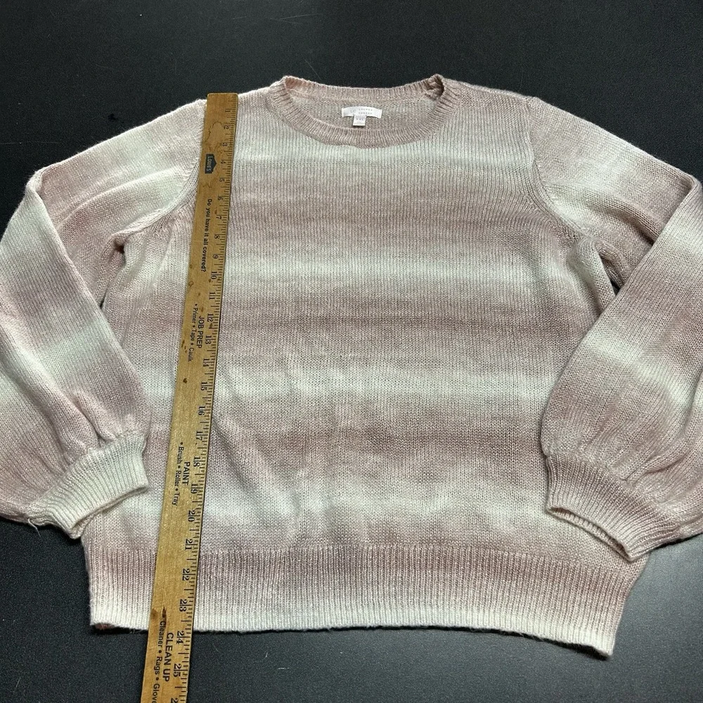 Lauren Conrad Pink Sparkle Sweater XXL Casual White‎ and Pink Ombre Stripes